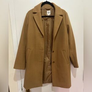 GAP Camel Wool-Blend Single-Breasted Pea Coat